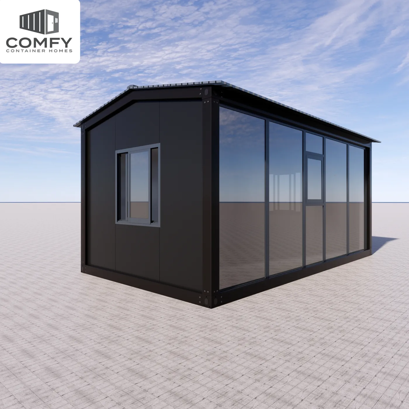 Modern Slope Roof Glass-Faced DIY Cabin Kit – 6m x 3.3m, Fully Insulated